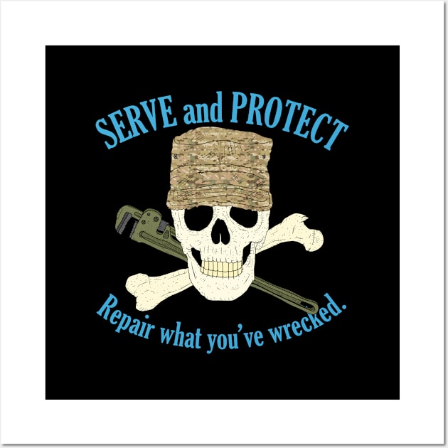 serve and protect, repair mechanic. USA. Wall Art by JJadx